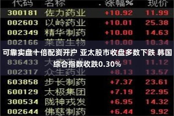 可靠实盘十倍配资开户 亚太股市收盘多数下跌 韩国综合指数收跌0.30%