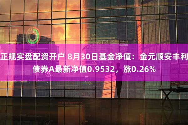 正规实盘配资开户 8月30日基金净值：金元顺安丰利债券A最新净值0.9532，涨0.26%